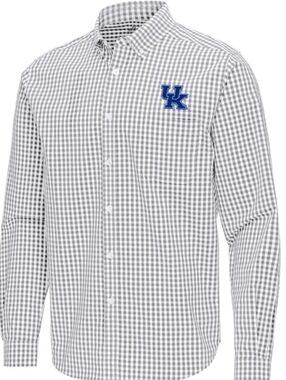 Men's Cutter Buc Gray/White Kentucky Wildcats Structure Button-Down Long Sleeve